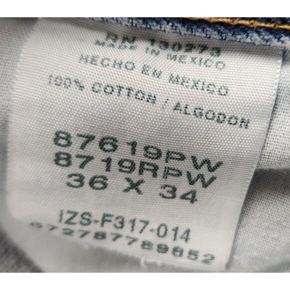 Mens 36x34 Blue Denim Workwear Jeans Wrangler Rustler Classic Stonewashed Pants - Picture 7 of 16